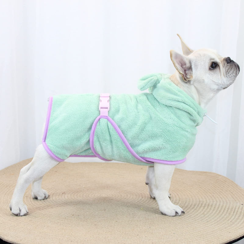 Dog Bathrobe Towel, Cat Bathrobe Microfiber Fast Drying Absorbent Hooded Bath Towel for Puppy Small Medium Large Dog Cat(Green,L) L:For 60-93lbs dogs Green - PawsPlanet Australia