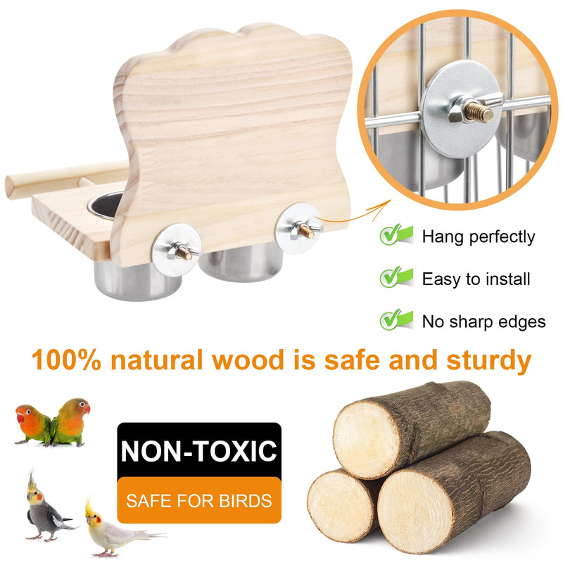 Bird Perch Platform Toy with Mirror, Standing Rack & Stainless Steel Bowl - Wooden Play & Exercise Gym Stand, Cage Accessory for Cockatoos, Lovebirds, Budgies, Pacific Parrotlets & Canaries 1