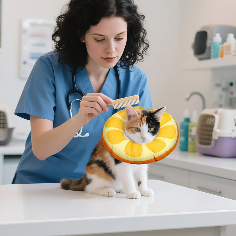 COMNICO Kitten Cones After Surgerys Small Waterproof Cones Collar Small Cats Donut Soft to Stop Licking Neck Elizabethan e Collar for Recovery (S Size Orange