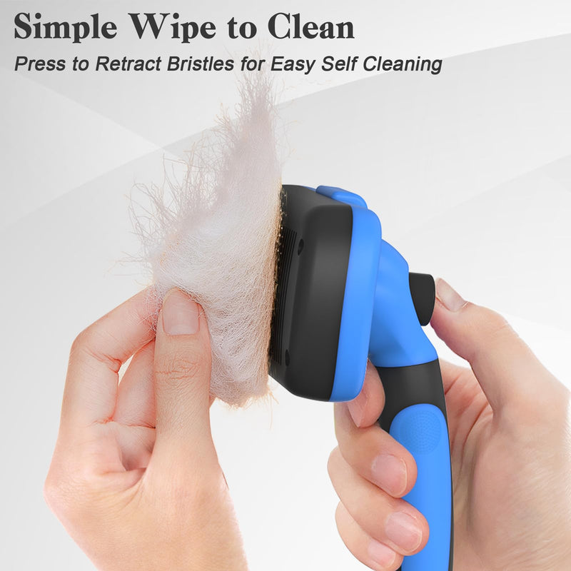 Self Cleaning Slicker Brush for Dogs & Cats, Skin Friendly Grooming Cat Brush, Dog Brush for Shedding, Deshedding Brush, Hair Brush Puppy Brush for Haired Dogs, Pet Supplies Accessories, Blue - PawsPlanet Australia