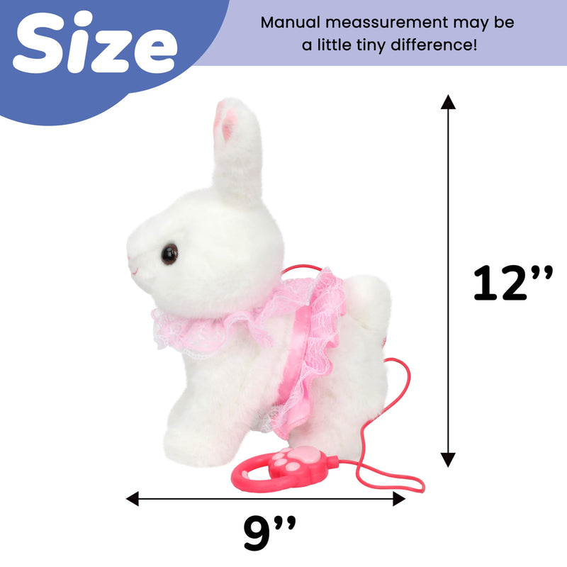 Hopearl Hopping Bunny Interactive Electronic Rabbit Toy Remote Control Leash Animated Pet Repeat What You Said Singing Gifts for Toddlers, White, 12'' - PawsPlanet Australia