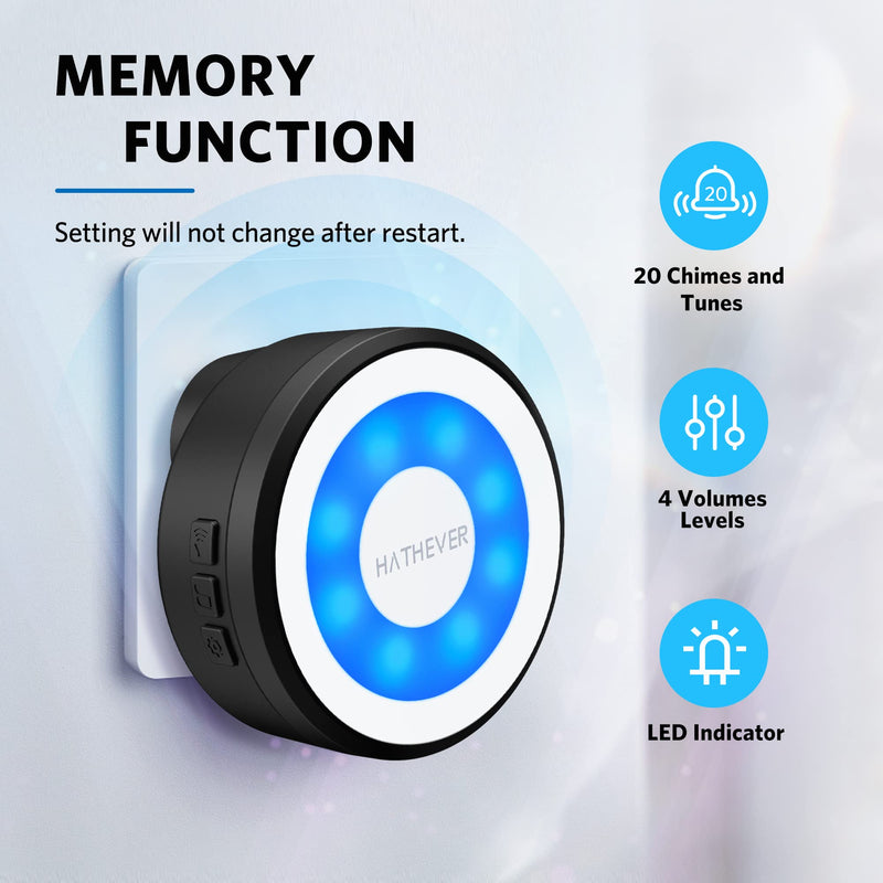 Dog Door Bell for Potty Training, Wireless Doggie Doorbell Operating at 1000 Feet with Chew Resistant IP65 Waterproof Touch Button, 4 Notification Modes 1 Receiver + 1 Button - PawsPlanet Australia