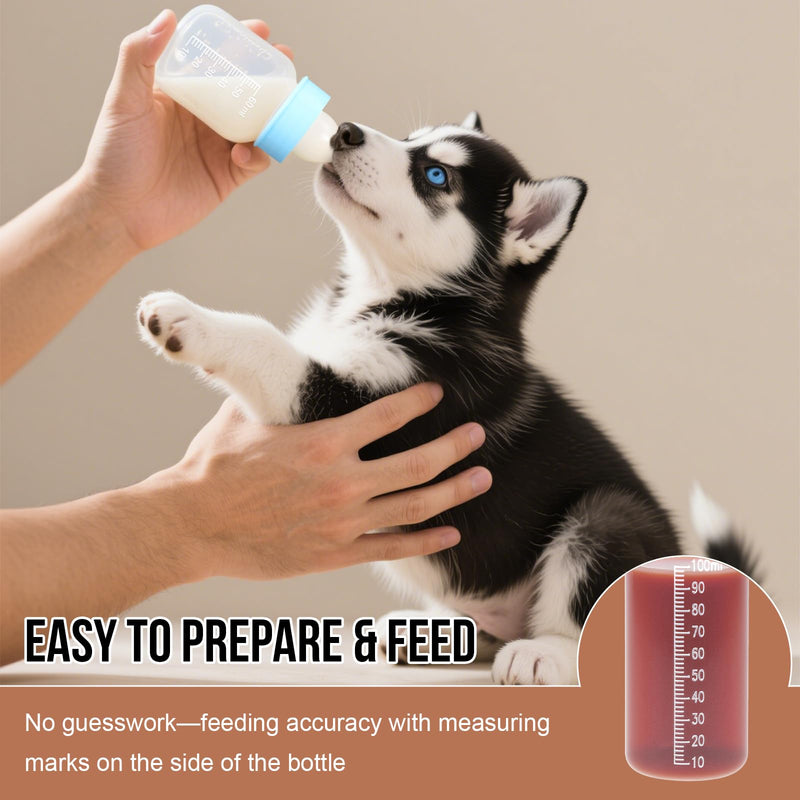 Puppy Kitten Nursing Bottle 3.4oz - Small Animal Feeding Kit with Nipples | Hand Feeding Supplies for Puppies, Kittens, Rabbits, Ferrets & Newborn Pets 1 Count (Pack of 4) Transparent - PawsPlanet Australia