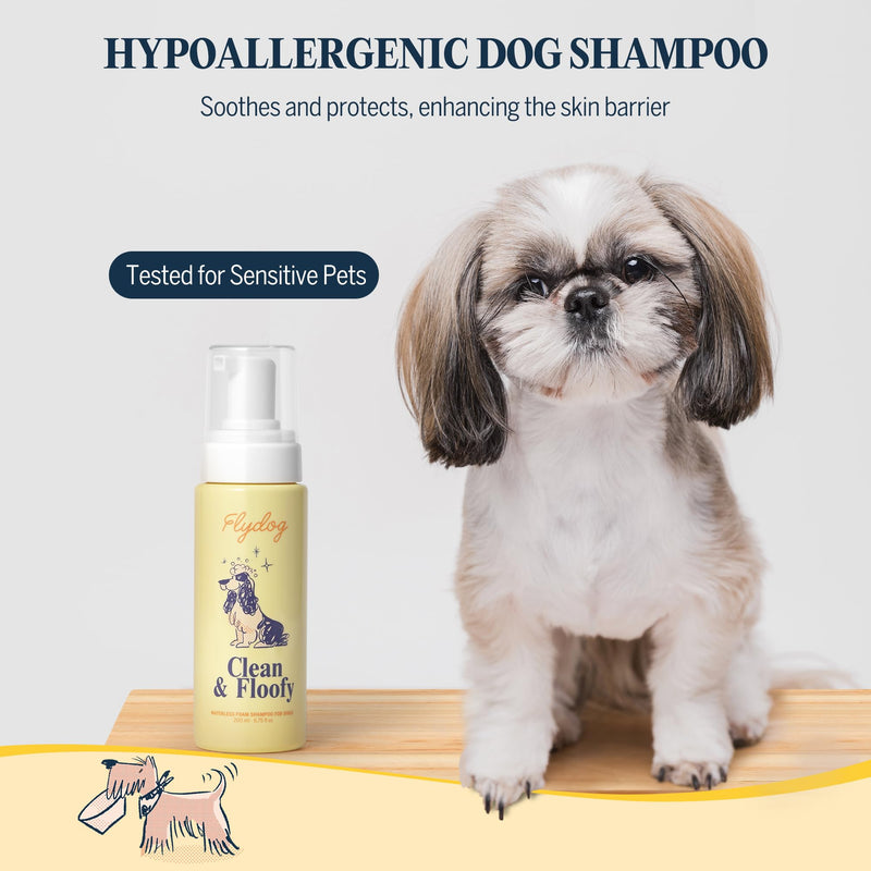 FlyDog Dog Grooming & Dental Care Kit, Dog Toothpaste & Toothbrush Set + Waterless Dry Shampoo Foam with Grooming Glove, Odor Control, Plaque & Tartar Removal, Fresh Breath, Peanut Butter