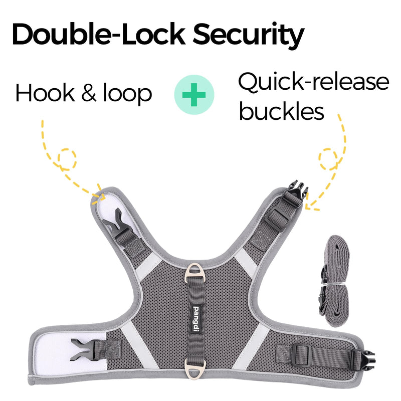 Cat Harness and Leash Escape Proof Kitten Harness Cat Leash for Walking Travel Service Cat Vest, Grey, Large