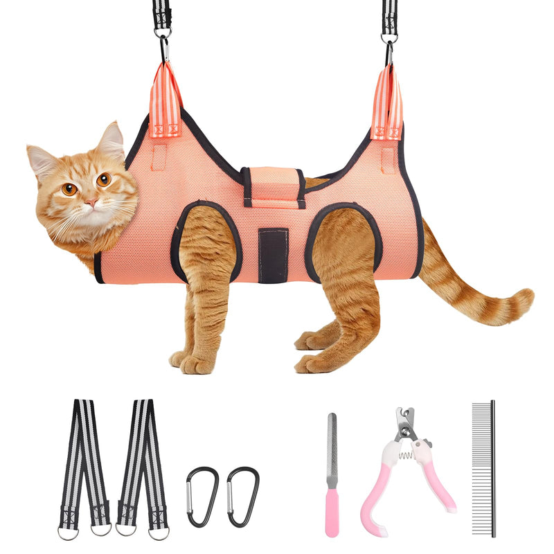 Upgrade Dog Grooming Hammock,Dog Sling for Nail Trimming,Cat Nail Clipper Hammock with Thick Fabric Neck Support,Pet Grooming Sling Helper for Small Dog,Comfortable and Safe Solution for Pet Care S(7-25LB)