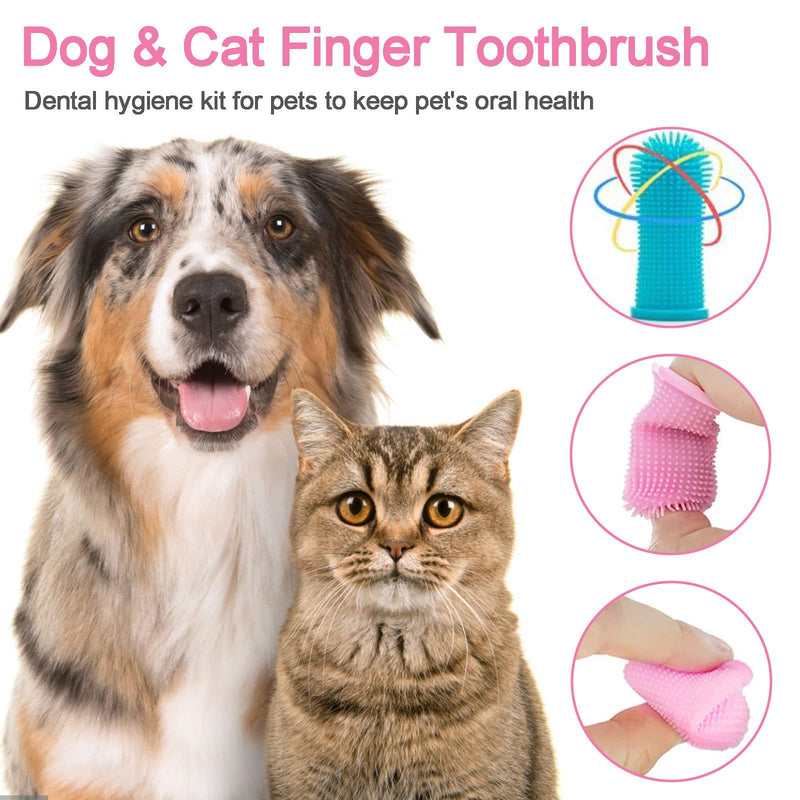Pack of 6 Cat Toothbrushes, 360 Degree Dog Toothbrush for Small Dogs, Medium and Large Pets, Silicone, Food Grade, Reusable Toothbrush for Cats and Dogs