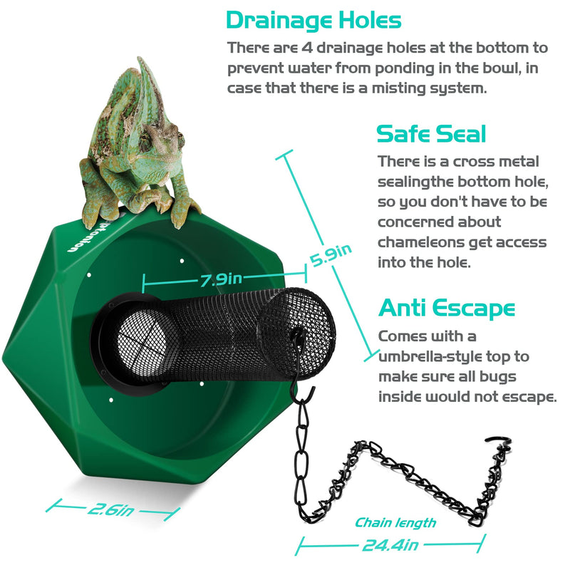 Hookable Chameleon Feeding Bowl, Professional Live Worm Organizer with Column for Prey to Climb and Move, Suitable for Lizard, Bearded Dragon, Iguana, Gecko, Toad, Frog