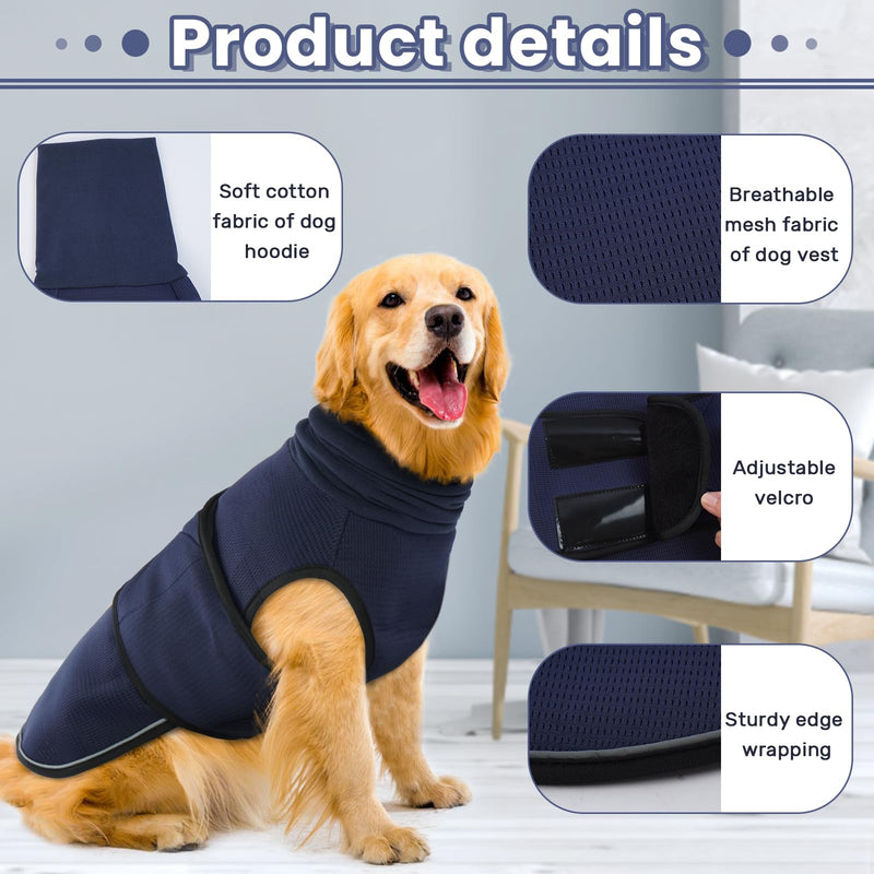 IDOMIK Dog Anxiety Calming Hoodie,Breathable Dog Anxiety Jacket Vest Coat for Thunderstorms, Fireworks, Vet Visits, Separation,Adjustable Dog Hoodies for Noise Block & Ear Protection Recovery,Blue,XS XS(Chest Girth:13"-17") Blue