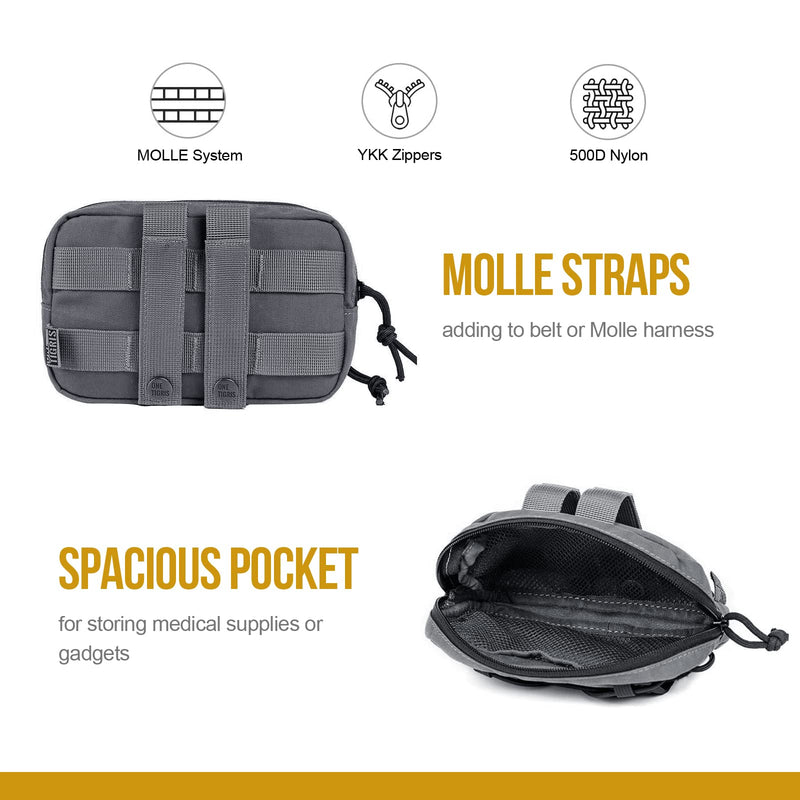 OneTigris EDC Horizontal MOLLE Pouch for Tool Treat Med Grey - PawsPlanet Australia