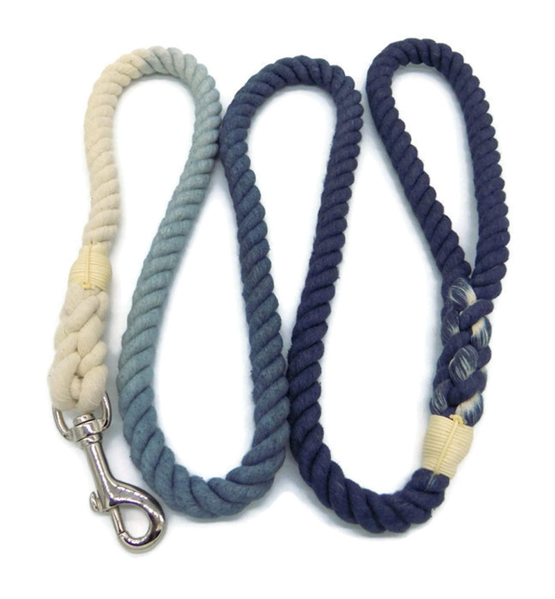 Sier 5ft Ombre Rope Dog Leash Braided Cotton Heavy Duty Strong Durable Multi-Colored (Steel Grey) - PawsPlanet Australia