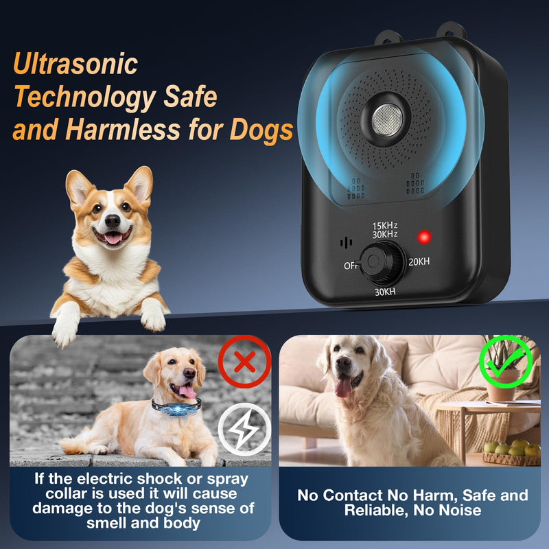Anti Barking Device for Dogs, Auto Dog Bark Deterrent Devices with 3 Modes, Rechargeable Ultrasonic Bark Deterrent Device Bark Box, Effective Stop Barking Dog Devices for Indoor & Outdoor Use Black