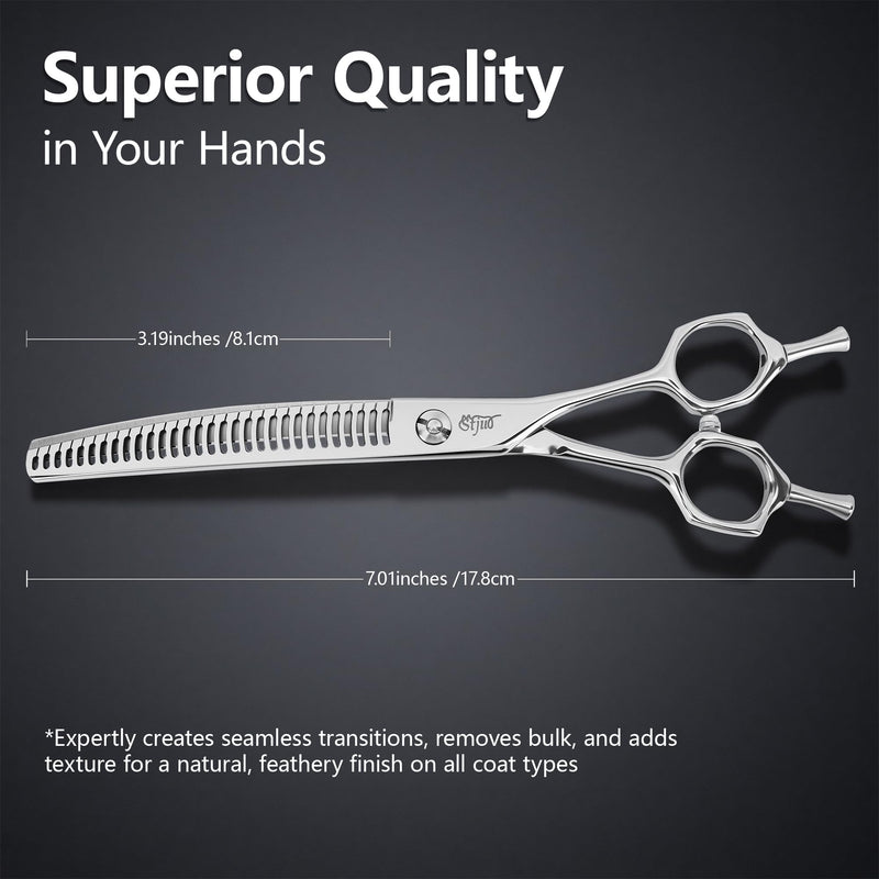 Professional Dog Grooming Scissors, Japanese 440C Stainless Steel, 62 HRC Hardness (Curved Chunker, 7'') Curved Chunker 7'' - PawsPlanet Australia