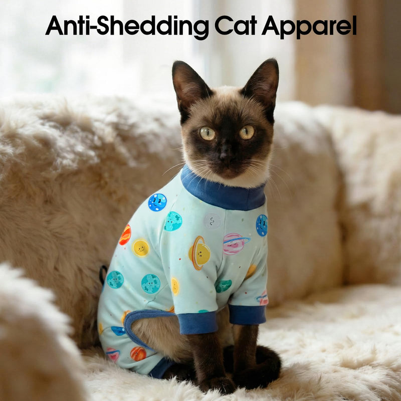 DENTRUN Cat Clothes for Hair Control with Hair Sticky Fabric - Soft Recovery Suit & Breathable Lint-Resistant Cat Sweater for Cats Only, Kitten Onesie Pajamas, XXL, Deep Blue XX-Large DeepBlue - PawsPlanet Australia