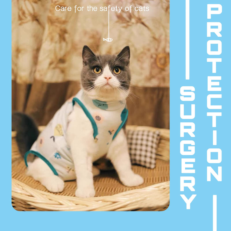 Cat Recovery Suit XL Size for Extra Large Giant Cat Breeds, 3-Pack Anti-Licking Onesie After Surgery, Strong E-Collar Alternative for Spay Neuter, Green/Pink/Yellow X-Large