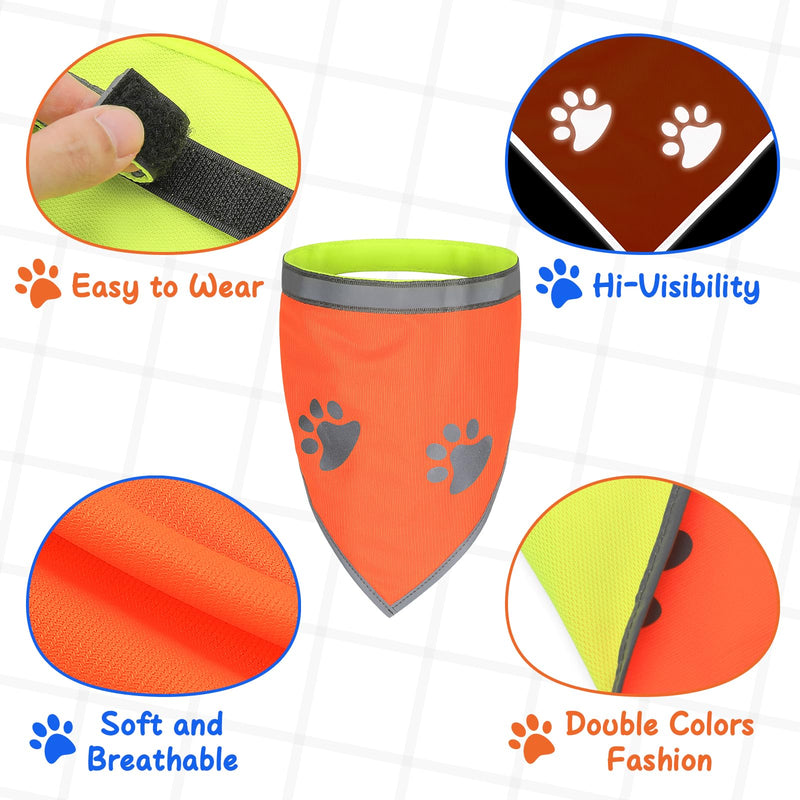 1 PCS Blaze Orange Dog Bandana- Hi-Vis Safety Vest for Hunting, Camping & Off-Leash Exploration | Reflective Dog Collar Gear X-Large Orange-1PC - PawsPlanet Australia