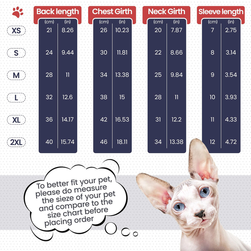 Sphynx Hairless Cats Sweater Shirt Kitten Soft Pullover Cute Cat Pajamas Jumpsuit Cotton Apparel Pet Winter Turtleneck for Cats DarkBlue M Medium - PawsPlanet Australia