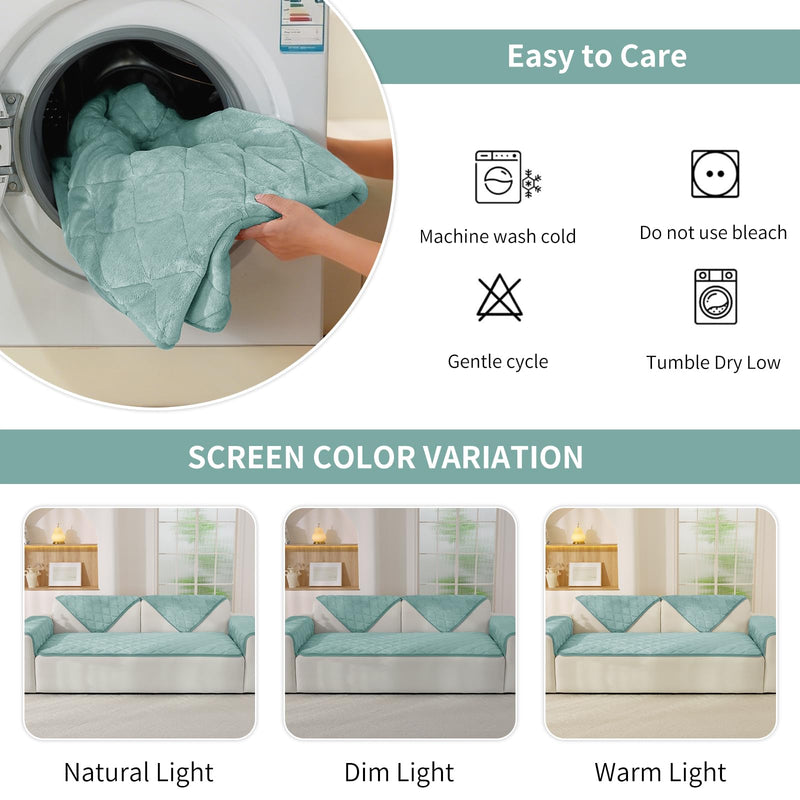Fuzzy Pet Couch Covers for Dogs Washable, Non-Slip Sofa Slipcover Cushion Protector, Thick Soft Dog Couch Cover Protector, Couches Mat for Couches and Sofas (27.6" x 35.4", Turquoise) Turquoise 27.6" x 35.4"/ 1 Pack - PawsPlanet Australia