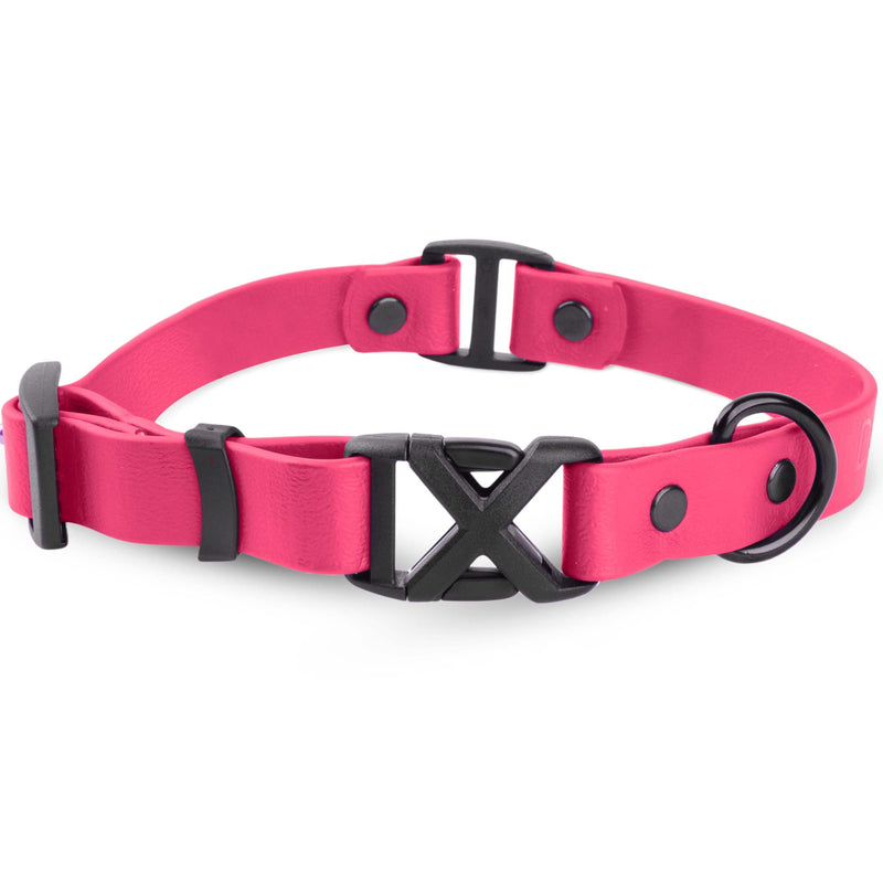 Light Duty Rivet Biothane Dog Collar - Pink, Waterproof, Odor Proof, Lightweight, Made in the USA, Curved Quick Release Plastic Buckle, Medium 12-15" Neck W 3/4" x L 12-15" - PawsPlanet Australia