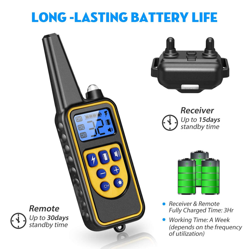 iMounTEK Shock Collar for Dogs, Bark Collar with Remote, Dog Training Collar w/3 Modes, Up to 2600Ft Remote Range, 0~99 Shock Levels, 3 Channels, for Small Medium Large Dog (Collar with Remote) - PawsPlanet Australia