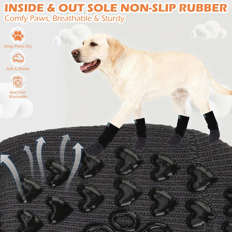 EXPAWLORER Anti Slip Dog Socks to Prevent Licking Paws, Winter Snow Dog Boots & Paw Protectors Booties for Hardwood Floors with Heart Grippers, Dog Shoes for Small Medium Large Senior Dogs Black XS X-Small - PawsPlanet Australia