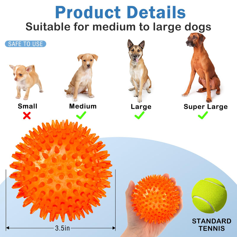 Spiked Dog Ball, Pet Toy, Dog Squeak Toys, Aggressive Chewer Balls, 3.5 Inch, Red - PawsPlanet Australia