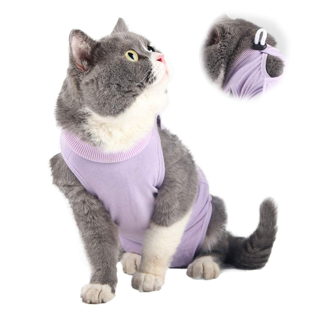 Cat Professional Recovery Suit for Abdominal Wounds and Skin Diseases, E-Collar Alternative for Cats and Dogs, After Surgey Wear Anti Licking, Recommended by Vets（Purple,M Medium (Pack of 1) Purple