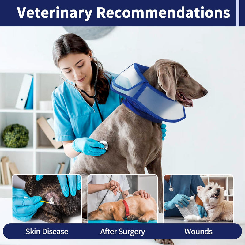 Kuoser Dog Cone, Soft Dog Cones for Large Dogs, Adjustable Dog Cone Collar for Dogs After Surgery, Protective Pet Recovery Collars Cones to Stop Licking, Comfy Elizabethan Collar, Blue L Large (Neck Girth: 13.3" - 17.3") - PawsPlanet Australia