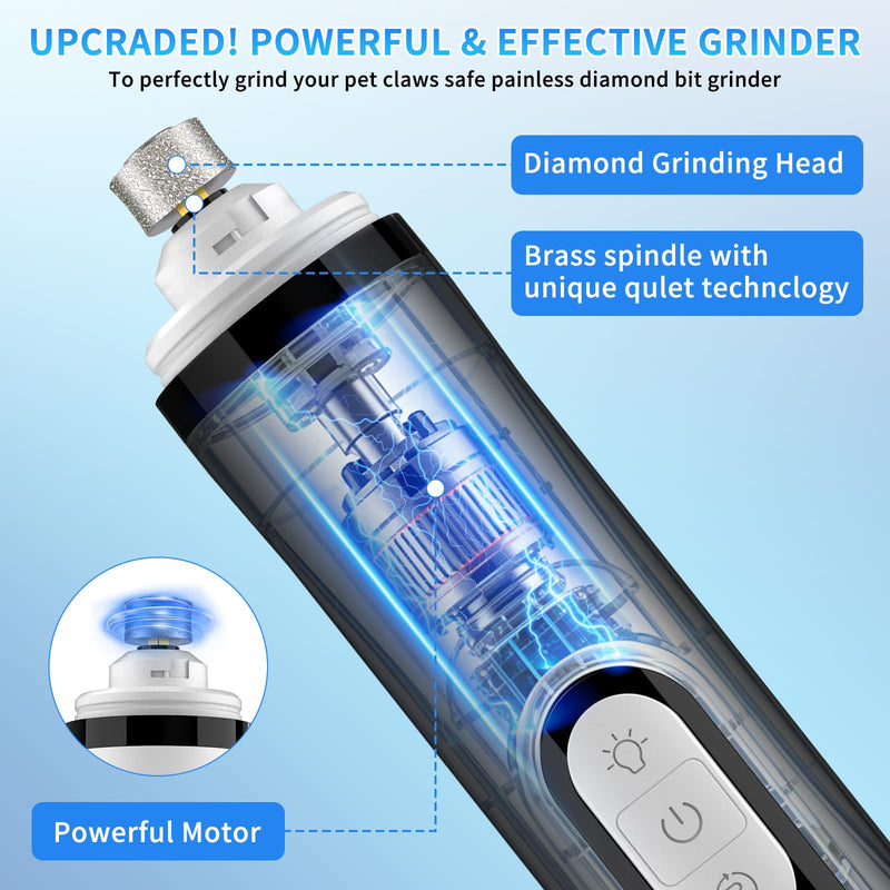 3-Speed Pet Nail Grinder,Professional Dog Nail Grinder with 2 LED Lights,Electric Nail Clippers for Cats and Dogs,Pet Paw Trimming and Grooming,2000mah USB Rechargeable for Small Medium Large Dogs - PawsPlanet Australia