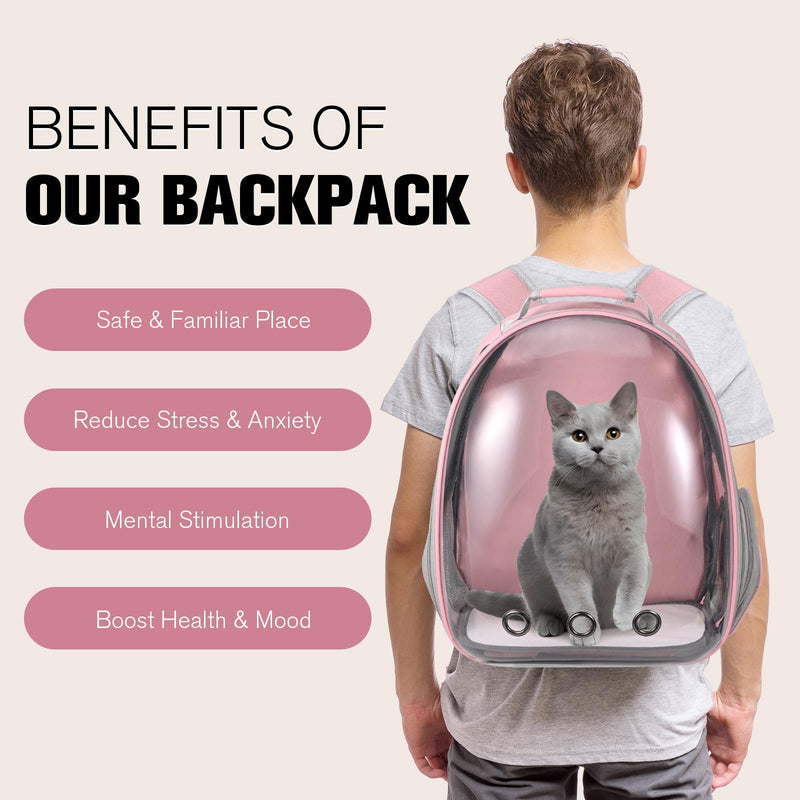 Cat Carrier Backpack, Pet Carrier Backpack Front Pack for Small Medium Cat Puppy Dog Carrier Backpack Bag Space Capsule, Airline-Approved Pet Carrier for Travel Hiking Walking Camping (Pink) Pink - PawsPlanet Australia