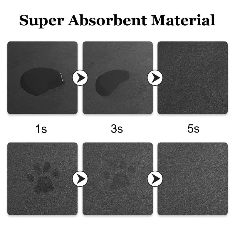Dog Bowl mat and Dog Feeding mat, Dog mat for Water Bowl, Absorbent Non-Slip pet Water Bowl mat Quick Drying Dog Food mat cat matt for Food and Water（Black+18.1x12.5in+Rectangular） Black & Paw print 18.1x12.5in - PawsPlanet Australia