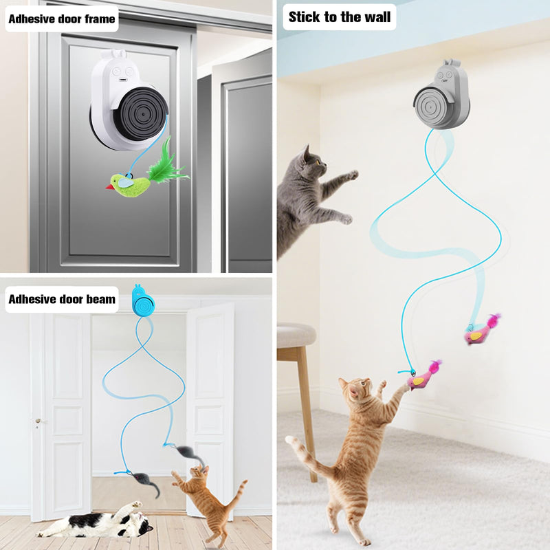 Interactive Cat Toys for Indoor Cats Automatic Electric Flying Bird Feather Cat Toy - Best Kitten & Adult Cat Enrichment Toy Stick-on Hanging Electric Kitty Toys for Bored Cats White - PawsPlanet Australia