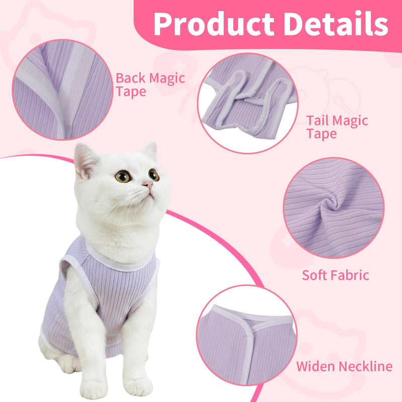 Coppthinktu Cat Recovery Suit Cat Onesie, Breathable Anti-Licking Cat Surgery Recovery Suit Female, Kitten Spay Recovery Suit for Cats After Surgery, Cats Surgical Body Suits for Abdominal Wounds Purple Small