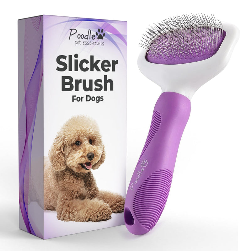 Poodle Pet Bundle - Detangling Pet Comb for Removing Matted Fur, Knots, and Tangles + Slicker Brush for Small and Large Dogs Pet Hair Remover, Safe and Gentle for Dogs and Cats - PawsPlanet Australia