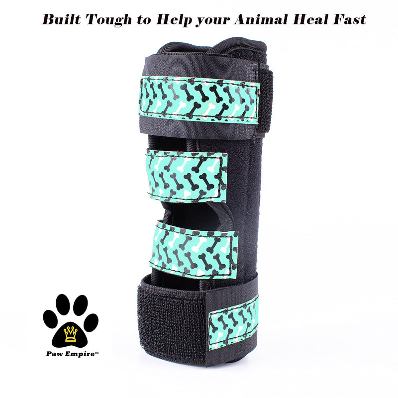 Pair of Dog Leg Braces, Ultra Supportive, Comfortable, Dual Metal Springs, Hind Leg Wraps, Canine Hock Brace for Joint Arthritis, Assists Injury & Sprains (Light Blue Dog Bone, Medium)