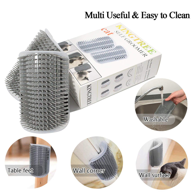 Kingtree Cat Corner Scratcher Self Groomer with Catnip, 2 Pack Softer Cat Face Scratchers Wall Corner Grooming Massage Combs for Long & Short Fur Cats Gray