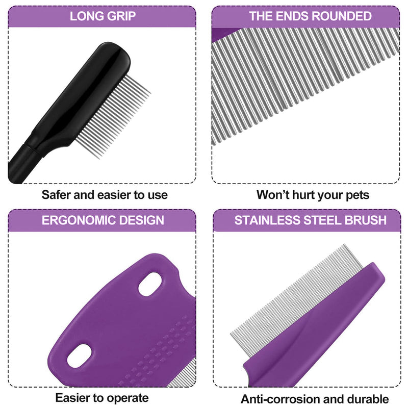 5 Pieces Dog Eye Combs Tear Stain Remover Combs Pet Grooming Comb for Small Dogs Gently Removing Eye Mucus and Crust (Purple, Black) Purple, Black