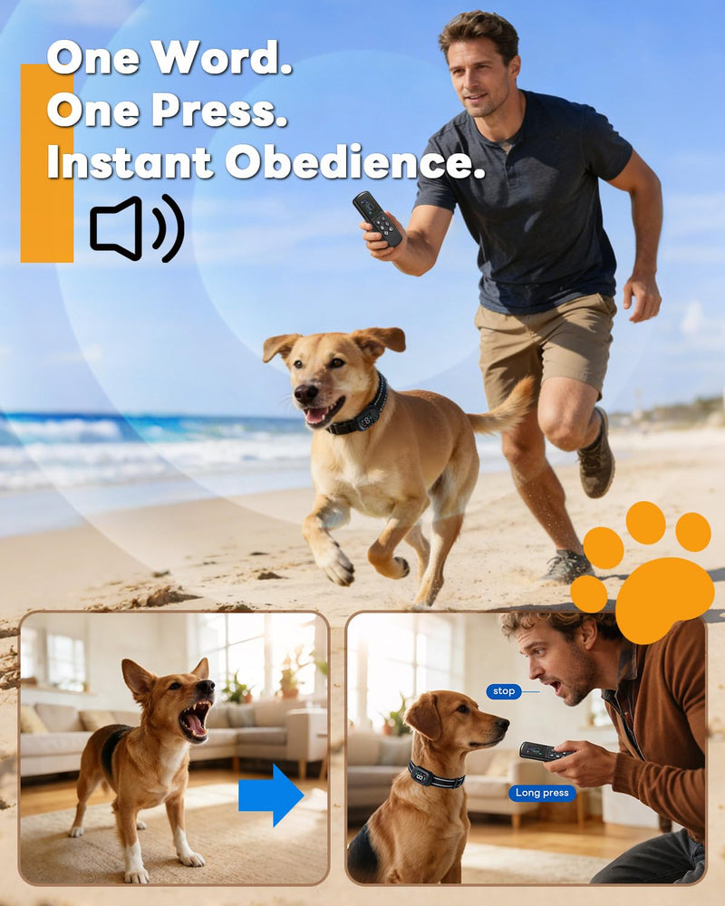 Smart Dog Training Collar with Remote – 4500FT Range Rechargeable E Collar with Voice Command, Beep, Vibration, Static & LED Light, Waterproof Shock Collar for Small Medium Large Dogs - PawsPlanet Australia