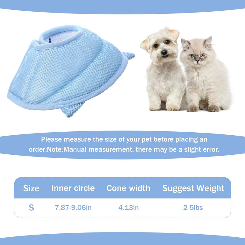 Nogeqi Soft Cone for Cats, Cute Shark Shape Cat Donut Collar, Adjustable Cat E Collar, Lightweight Cats Cones to Stop Licking, After Surgery for Pets Small Dogs Kittes(M)