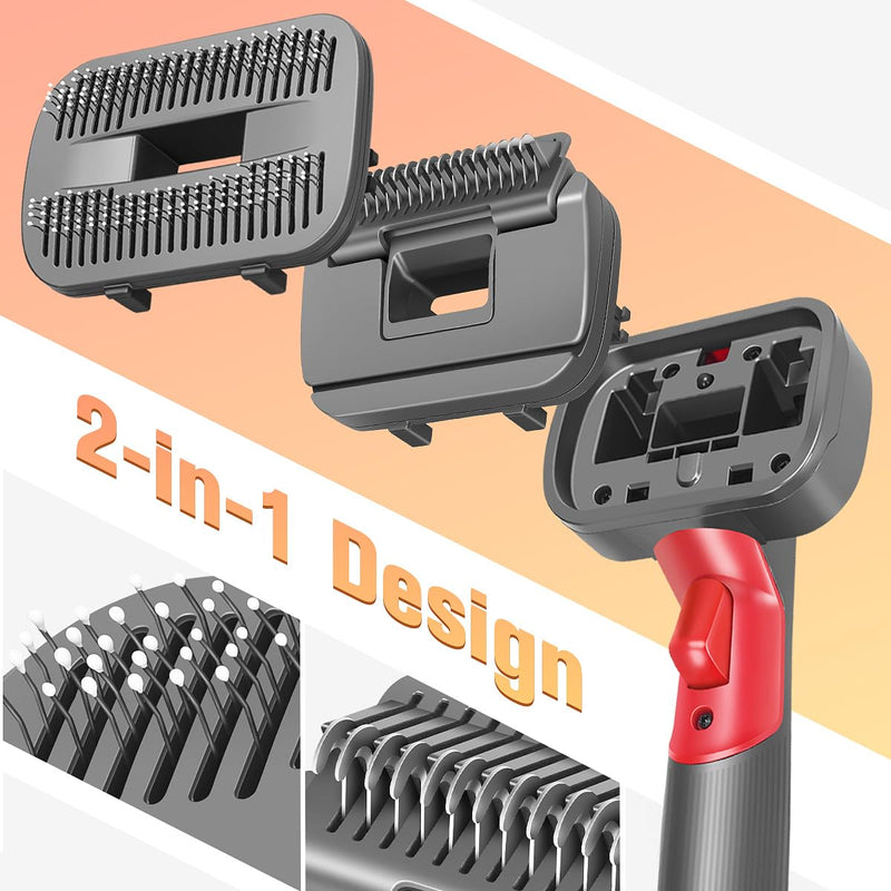 2-in-1 Dog Hair Vacuum Brush for Grooming & Shedding Compatible with Dyson Gen5, V15, V12, V11, V10, V8, V7 – Removes Loose Hair, Dander, Undercoat & Tangles – Self-Cleaning Design 2 in 1