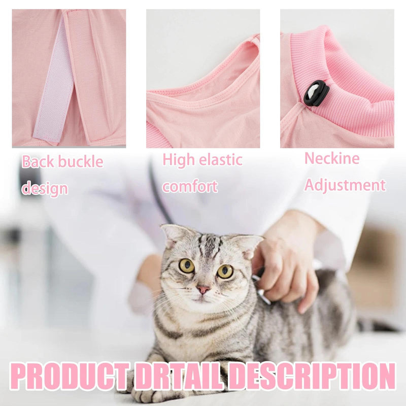 2PCS Cat Recovery Suit for After Surgery, Breathable Anti-Lick Cat Onesie Bodysuit, Soft Spay Surgical Recovery Clothes for Cats Kittens, E-Collar & Cone Alternative (Pink Blue, M)
