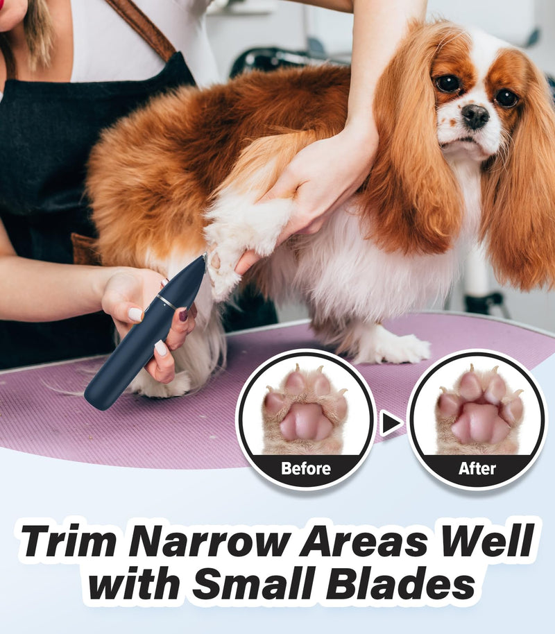 Casfuy Cordless Hair Trimmer, Low Noise Grooming Clipper for Dogs Cats & Small Pets, USB Rechargeable, Double Blades for Trimming Hair Around Paws, Eyes, Ears, Face, Rump German Blue - PawsPlanet Australia