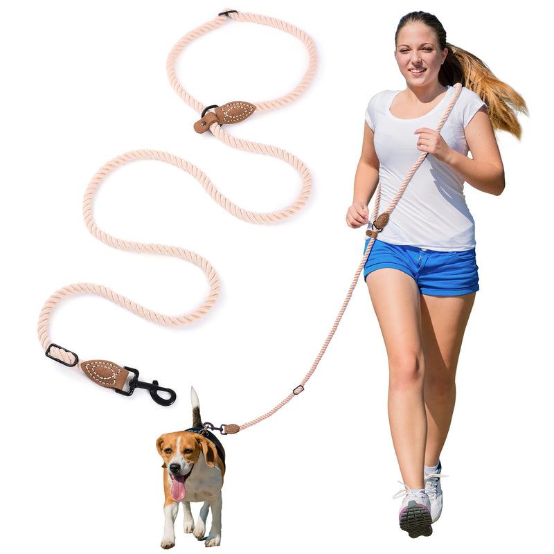 Mile High Life Hands Free Dog Leash, Crossbody Waist Leash with Genuine Leather Connection, Multifunctional Adjustable Slip Lead for Dog Walking Running (Light Brown, 8FT) Light Brown 8FT Hands Free - PawsPlanet Australia