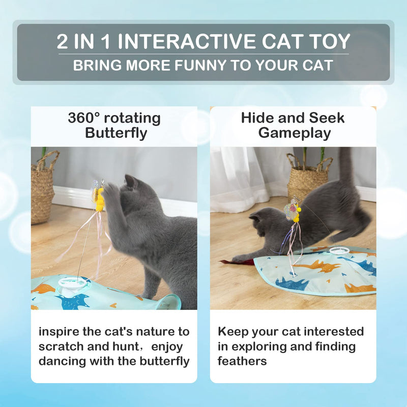 2-in-1 Rechargeable Motion Activated Interactive Cat Toys for Indoor Cats, Long Lifetime Motor Cat Chasing Toy for Exercise/Moving Butterfly/Feather Wand Kitten Toys 2-IN-1 Cat Butterfly/Feather Toy - PawsPlanet Australia