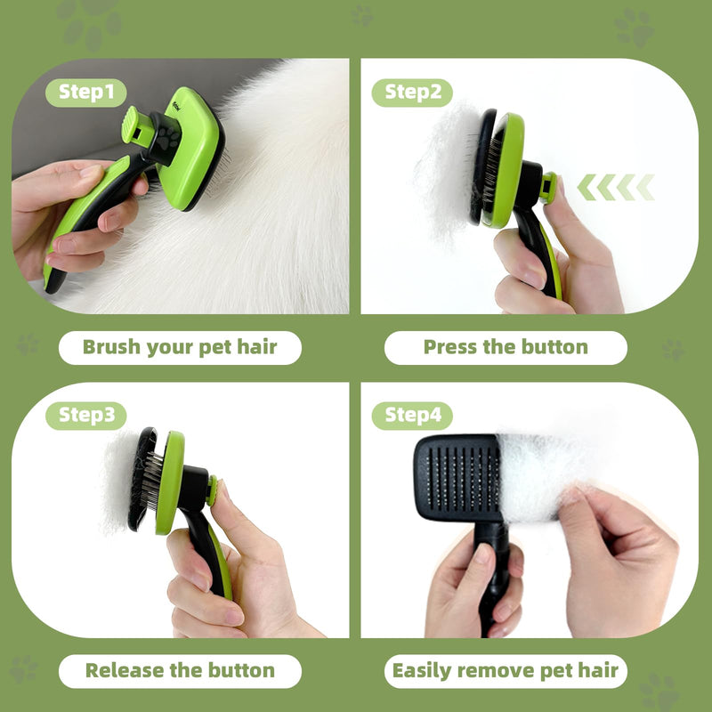 Self Cleaning Brush for Dog: Cat Slicker Brush - Pet Shedding Brushes for Long and Short Hair - Remove Loose Undercoat