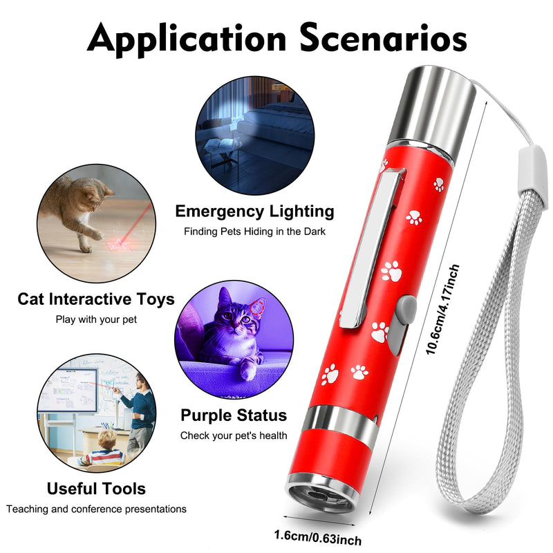 EAWONGEE Cat Toys Rechargeable, Indoor Cats Chase Light Toy, Interactive Toy for Kitty Pet Dog with 3 Light Modes 5 Adjustable Patterns, Red Red 1 PCS - PawsPlanet Australia