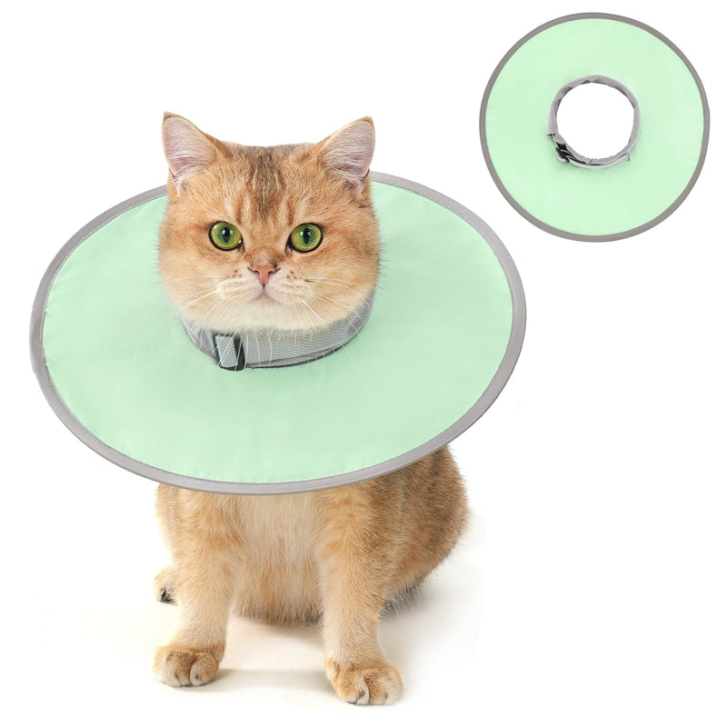 Avont Soft Cat Cone Collar, Lightweight Kitten Cone After Surgery, Comfortable E-Collar Alternative for Small Medium Large Cats to Stop Licking, Water-Resistant & Foldable Design -Green(M) Green M