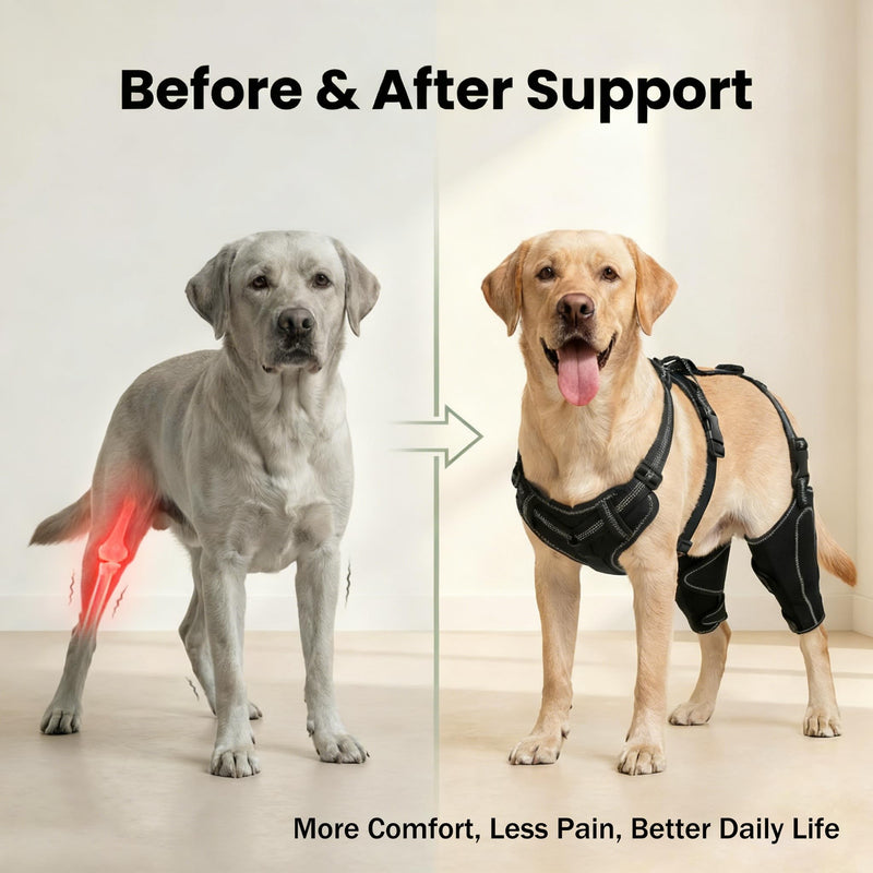 Dog Rear Leg Brace, Adjustable Hind Leg Splint Support for Torn ACL CCL, Luxating Patella & Hip Dysplasia, Breathable Non Slip Recovery Wrap for Medium Large Dogs L