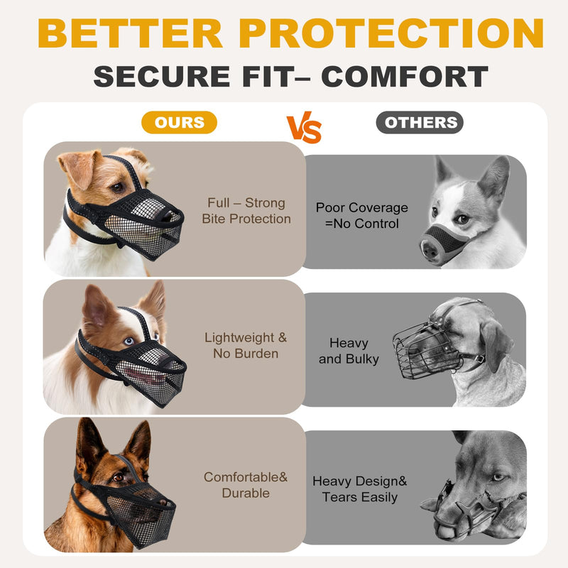 Mesh Dog Muzzle, Breathable Soft Dog Muzzle with 3 Reflective Straps for Secure Fit, Prevents Biting, Chewing Scavenging – Adjustable for Small Medium Large Dogs, XXL