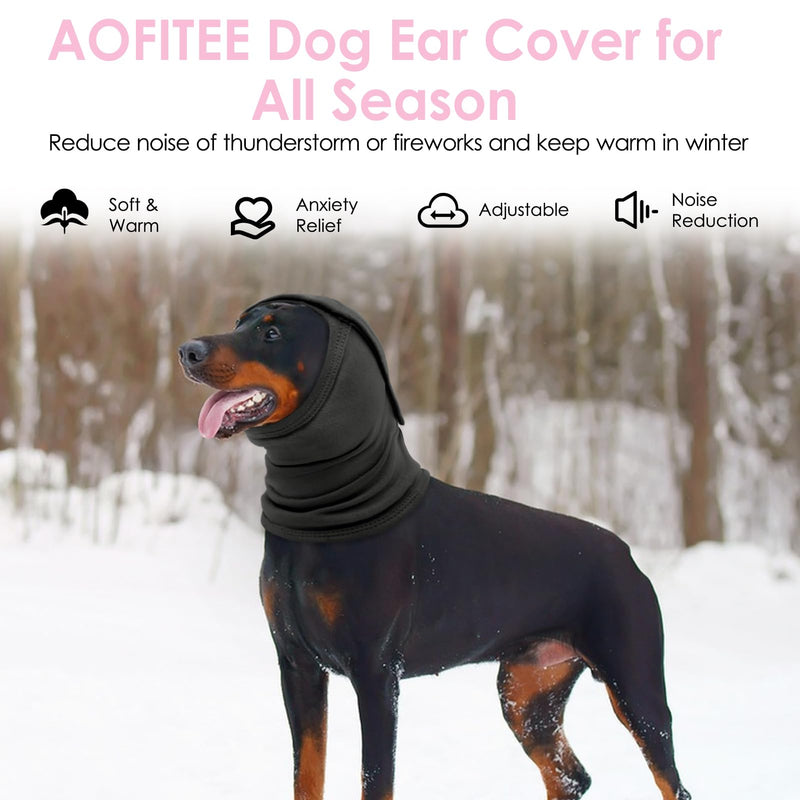 AOFITEE Dog Calming Hoodie, Soft Dog Ear Muffs Noise Protection for Anxiety Relief, Adjustable No Shake Ear Wraps for Dogs Noise Protection Head Wrap for Firework, Grooming, Thunderstorms, Grey S Small